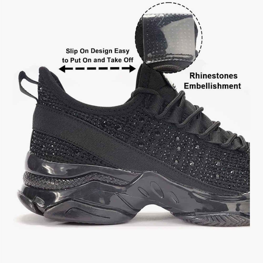 Black Rhinestone Sneakers - Picture 2 of 6
